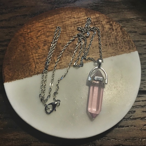 Tayzani Jewelry - Light Pink Lucite & Silver Dainty Pendant Necklace